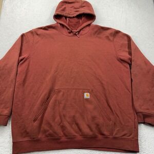 Carhartt Mens 2XLT Tall Orange Original Fit Hooded Sweatshirt Hoodie Pockets